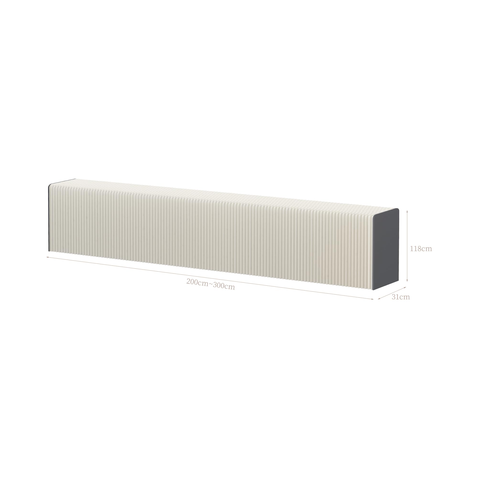Espositore lungo per vendita al dettaglio, 300 x 31 x 118 cm, regolabile, perfetto per mostre, fiere e vetrine di negozi, design elegante e salvaspazio