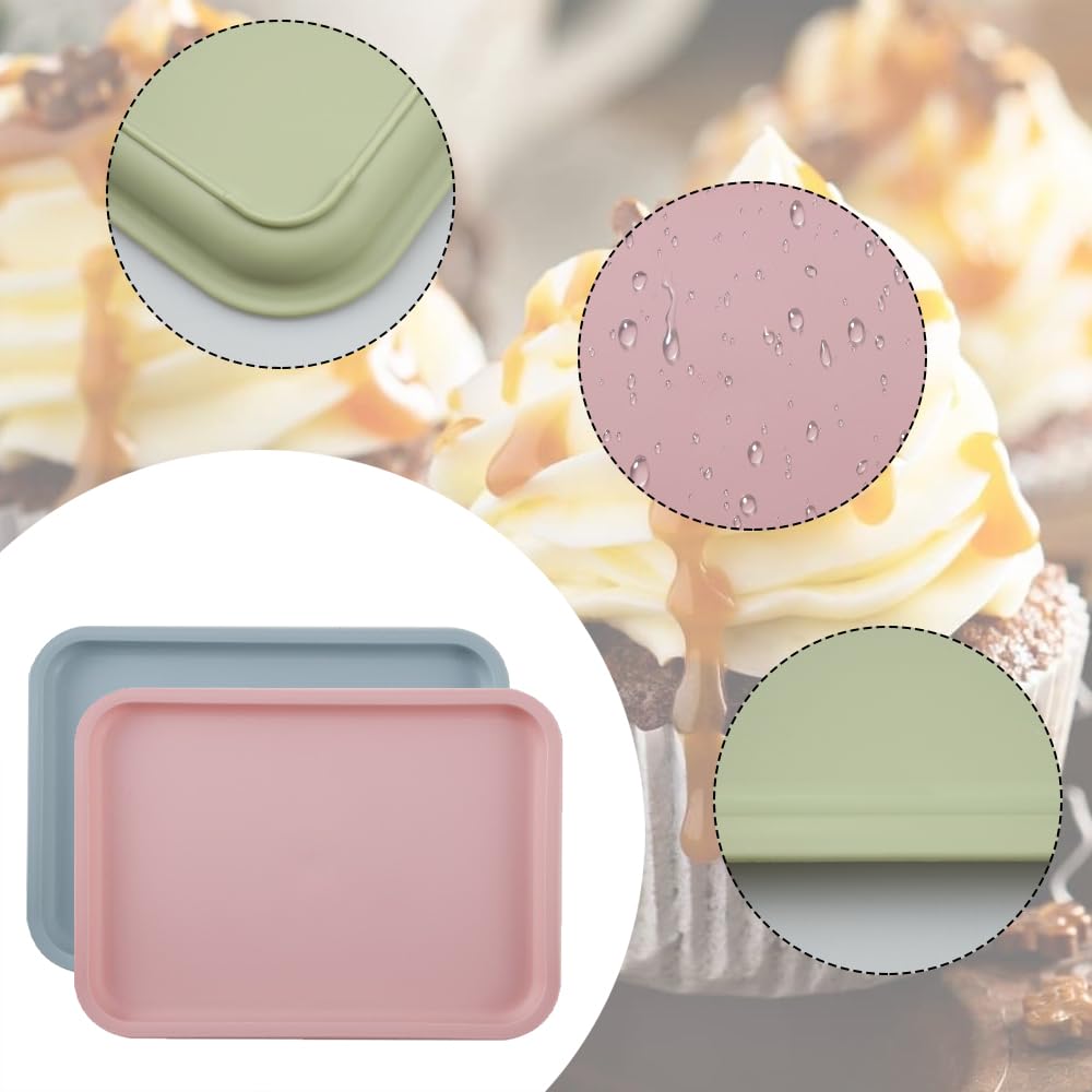 milaosk 4 vassoi da portata piccoli rettangolari per tè, cibo, snack, mini vassoio decorativo rosa, antiscivolo, riutilizzabile, per cucina, caffetteria, panetteria, 25 x 18 x 1,6 cm