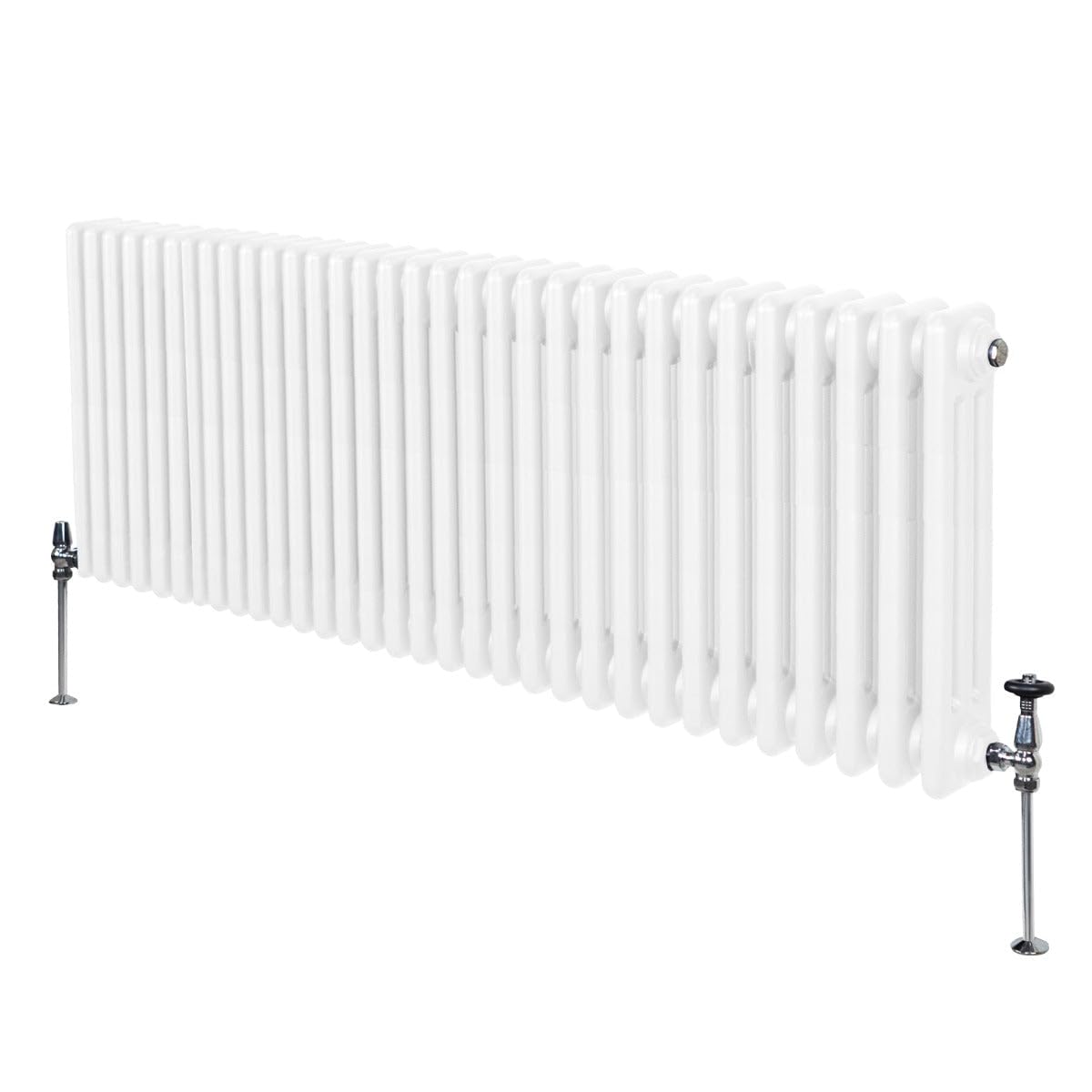 Radiador Tradicional Horizontal de 3 Columnas 600mm x 1462mm | Blanco | Acero | Montado en pared | Kit de fijación y soportes + Cepillo de limpieza GRATIS | Calefacción estufa calefactor