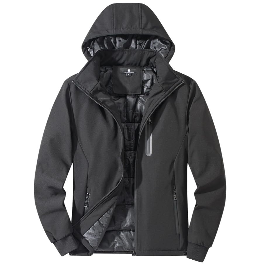 TONY BACKER Giacca Uomo Invernale Softshell Impermeabile Antivento con Cappuccio Staccabile, Giubbotto Cappotto Casual Trekking 3510