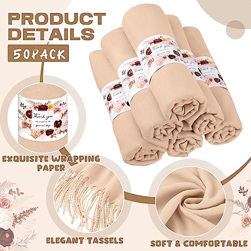Xtinmee 50 Pack Pashmina Shawl and Wrap Bulk Cashmere Scarf for Guest Wedding Favor Gifts Bridal Baby Shower Birthday Party2