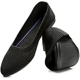HEAWISH Women’s Flats Shoes Comfortable Mesh Pointed Toe Slip On Ballet Flats(Black, US8)