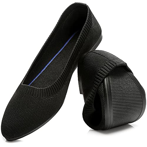 Heawish Women’s Flats Shoes Comfortable Mesh Pointed Toe Slip On Ballet Flats(Black, Us8) #TOP18