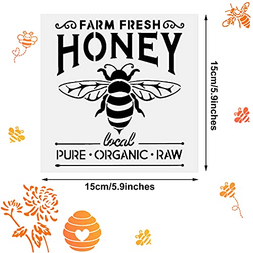 Tenare 12 Pieces Bee Honeycomb Stencil Template Reusable Honeycomb Honey DIY Bee Sweet Template Welcome to Our Stencils for DIY Craft on Wood Wall Home, 6 x 6 Inch - Image 2