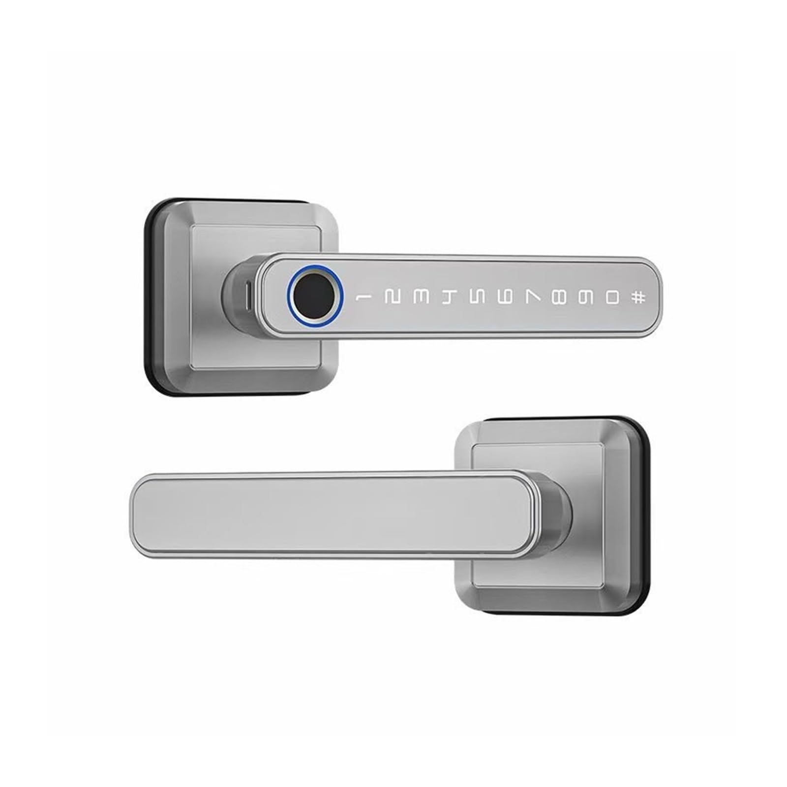 JVDDI Smart Door Handle, Fingerprint Digital Biometric Lock Wireless Bluetooth Password Smart Keyless Electronic Handle Door(Silver)