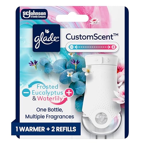 Glade PlugIns Refills with CustomScent Technology Eucalyptus & Waterlily 1 Warmer + 2 Refills