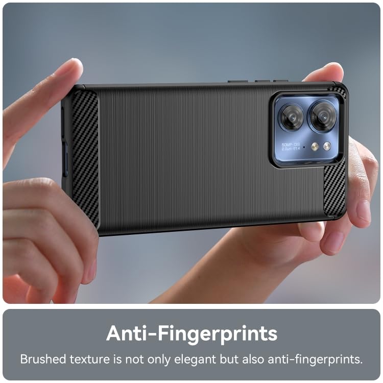 Image of NPRC Hybrid Ultra Slim Protective Case TPU Non-Slip Carbon Fiber Texture Shockproof Case Cover for Moto Edge 40 - Black