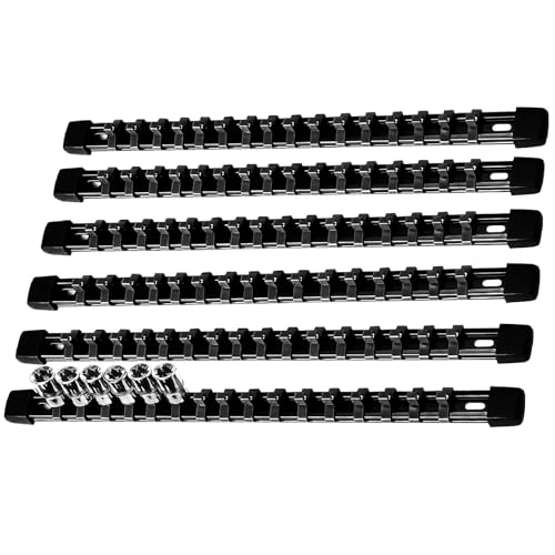 Image of AMM 6-Piece Socket Organizer,1 /4 inch Drive ABS Tools-Socket Holder,Heavy Duty Socket Racks,Premium Quality Socket Clip Rail Holder,The best tool trays in the garage