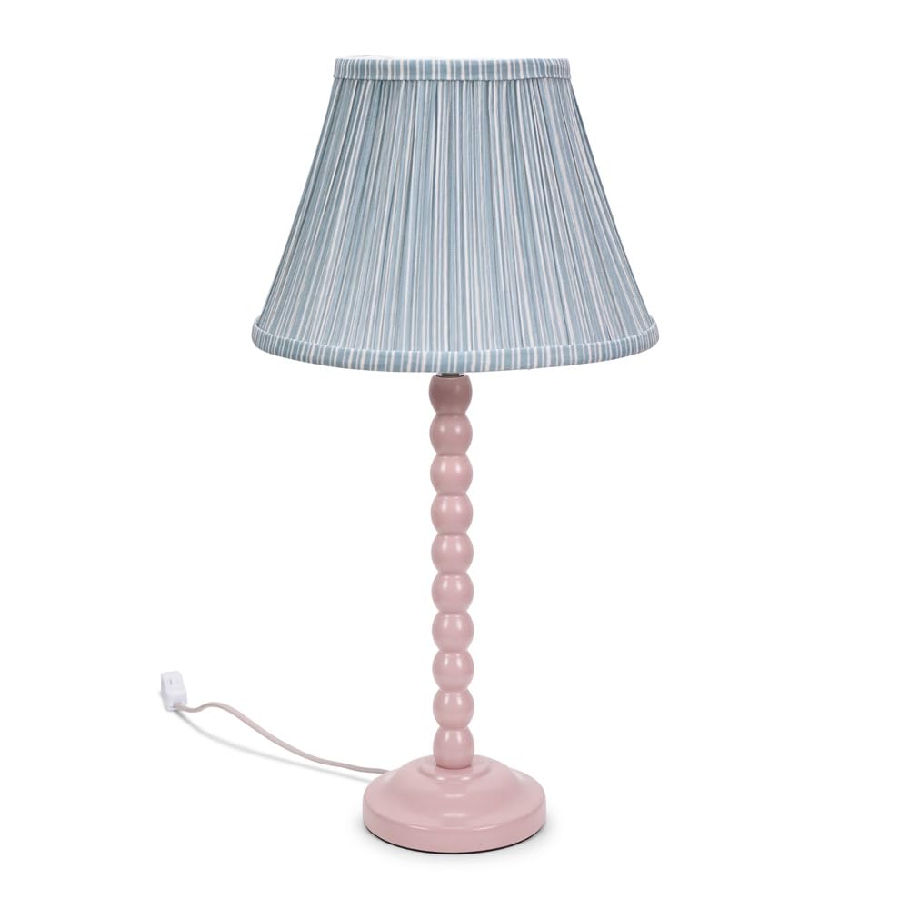 Valuelights Pale Pink Bobbins Rose Pink Table Lamp With Tapered Fabric Pleasted Lamp Shade In