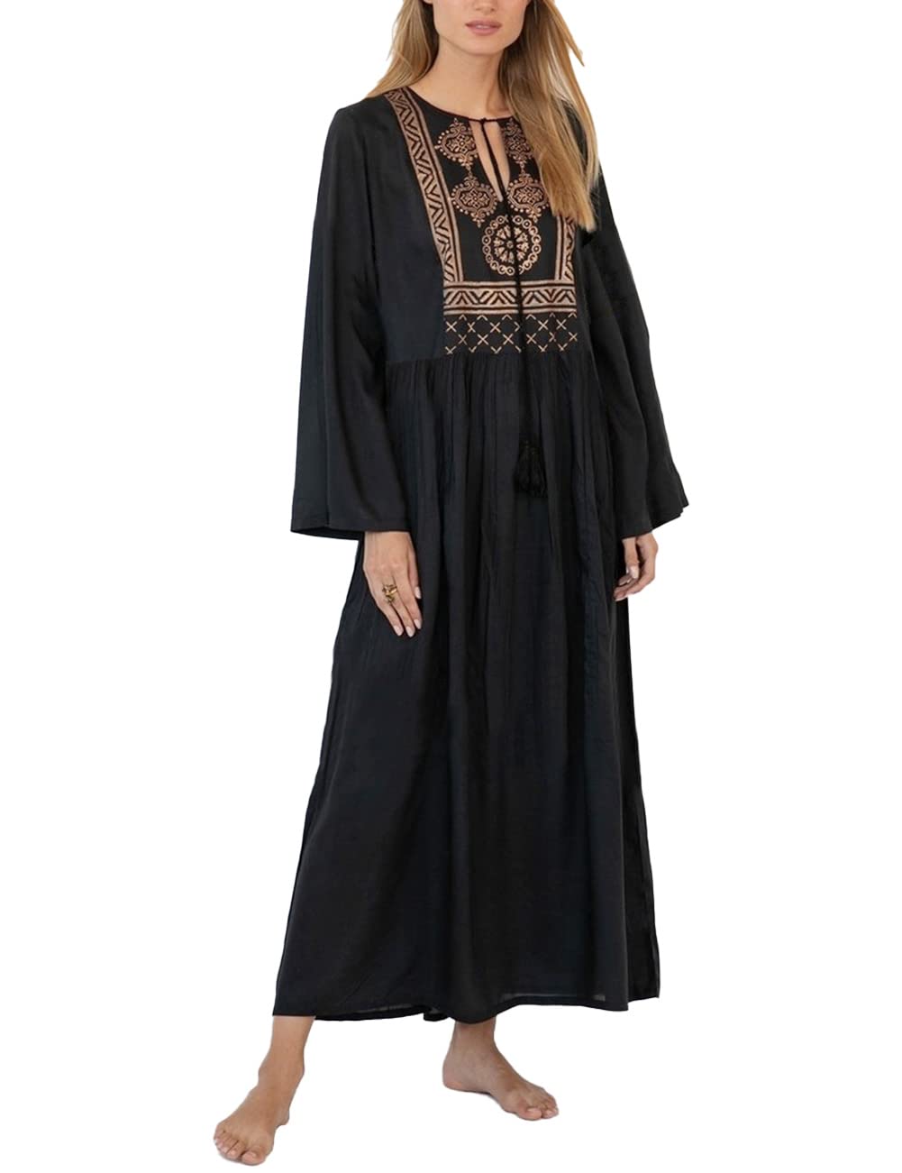 Snyemio Kaftan Vestido Largo Playero Mujer Maxi Pareo Verano Tunica Boho Talla Grande Kimono Estampado