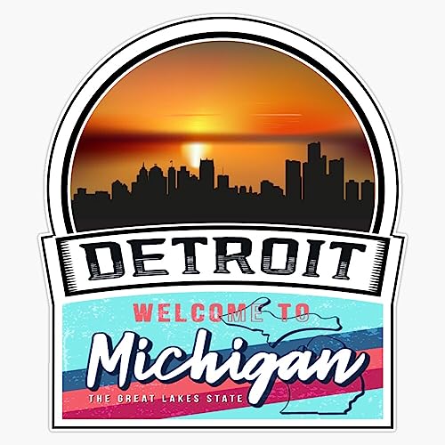 Magnet Detroit Welcome To Michigan The Great Lakes State Michigan State And Cities Series -3 Magnet Vinyl Decal Sticker 5