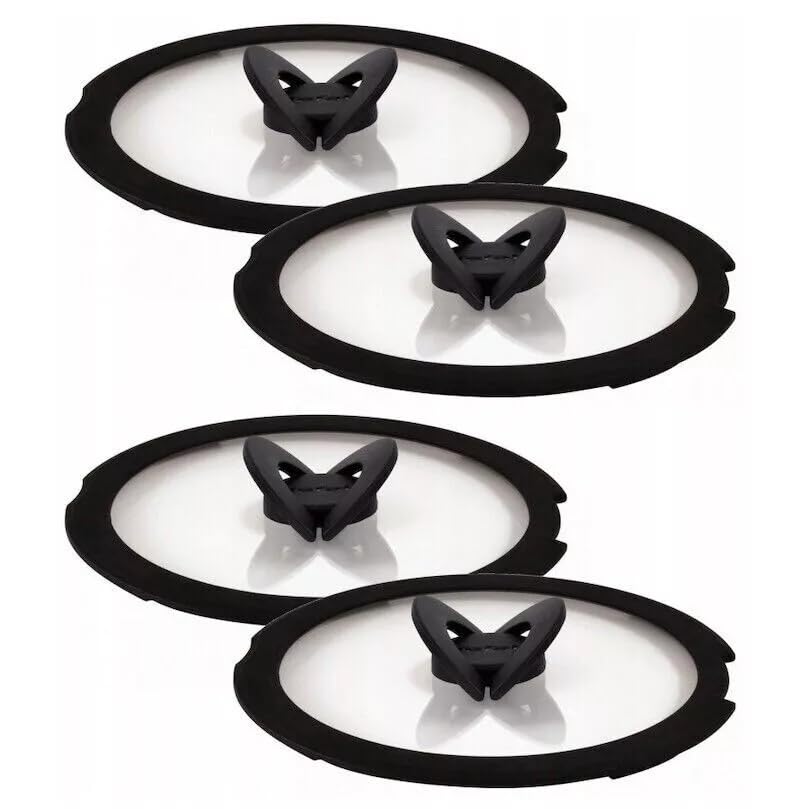 Tefal Ingenio - Lot de 4 couvercles en verre - Diamètre : 22/24/26/28 cm - Avec poignée rabattable et ouverture de sortie de vapeur - Verre/silicone - Passe...