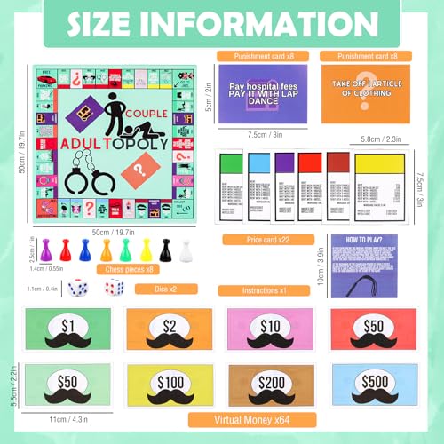 Couple Games for Adults Adultopoly Board Game Board Games for Couples Adultopoly Board Game Night for Couples Couple Board Game Board Game Props to Heat Up the Feelings - Image 2
