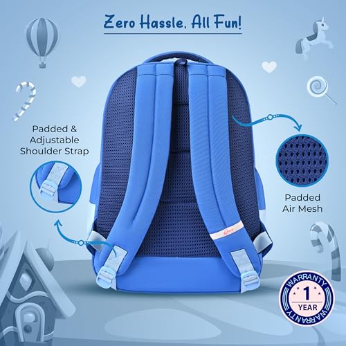 Image of Gear Delight 18 inch /30L Large Water Resistant School Bag | Casual Backpack | Daypack | Travel Backpack | Kids Bag for Boys /Girls (Blue - Blue)