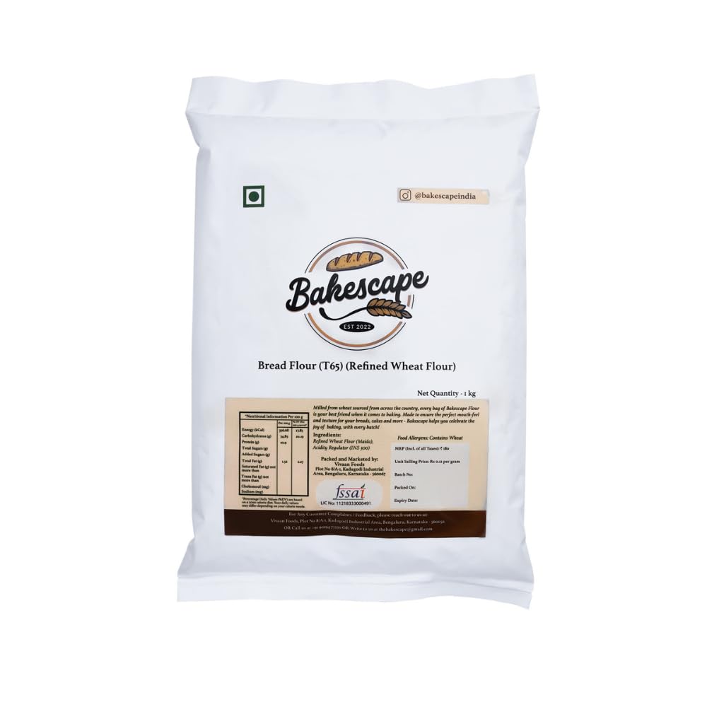 Bakescape T65 Bread Flour (1 kg) | Unbleached, High Protein Content for Perfect Breads, Buns, Bagels, Baguettes, Sourdoughs, Artisanal Breads, Focaccia, Brioche, and More (B0C3W4GB5X) Amazon Price History, Amazon Price Tracker