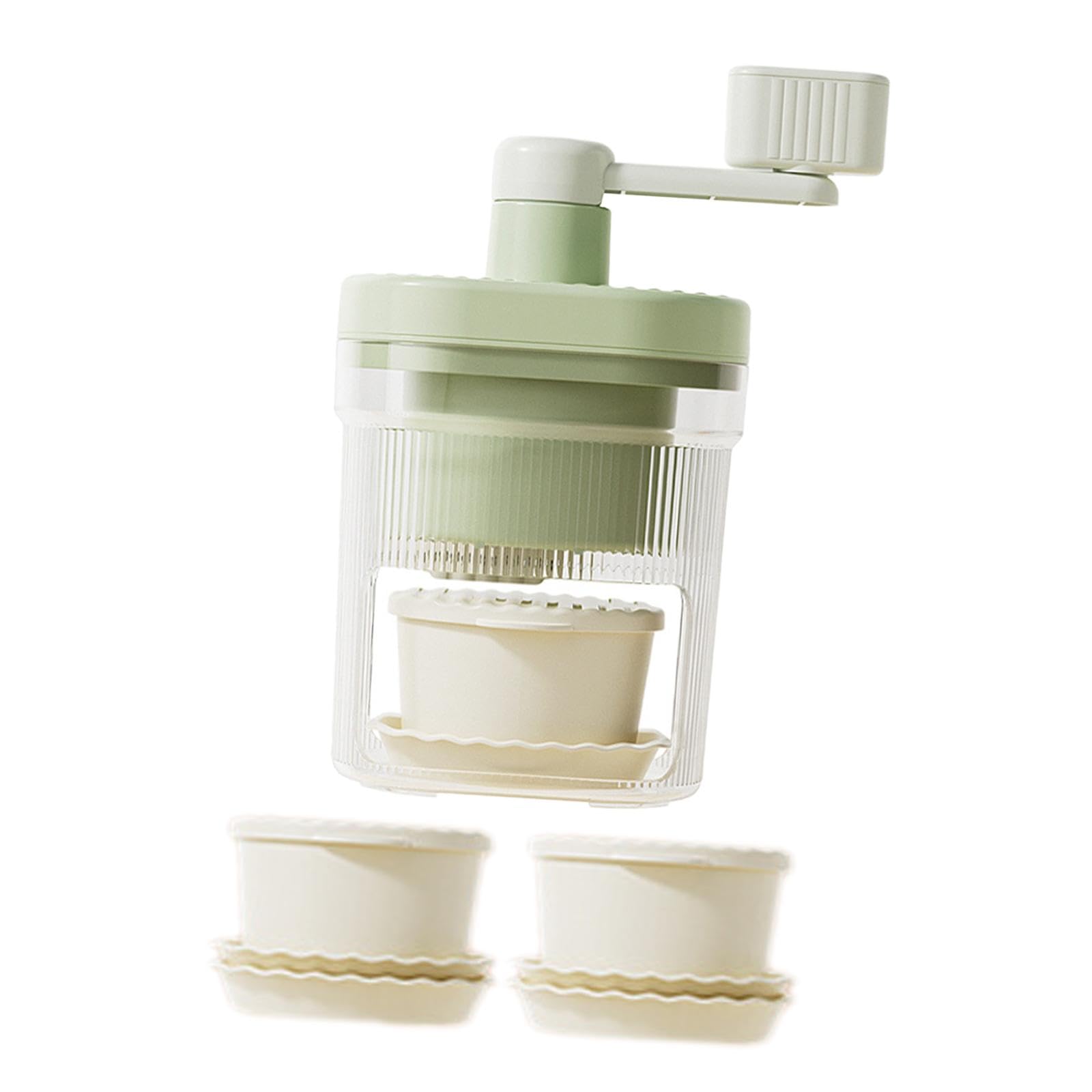 KiBcsLic Manual Ice Crusher Shaving Machine Slushy Maker Rotary Ice for Restaurant, with 2 Bowl