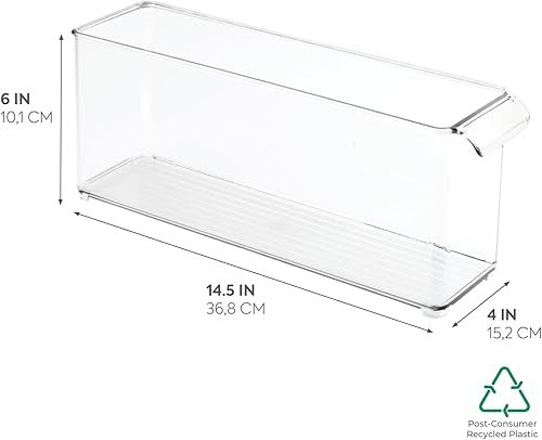 Miniatura 3 de iDesign Kitchen Binz - Organizador apilable profundo de plástico sin BPA con asa, 4 x 6 x 14.5 pulgadas, transparente