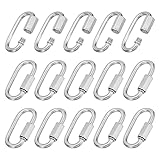 PATIKIL 4mm Chain Quick Links, 15 Pack Chain Connector Screw Locking Clips Hook Oval D Ring for Chandelier Backpack Tent, 304 Stainless Steel 507 Lbs Silver