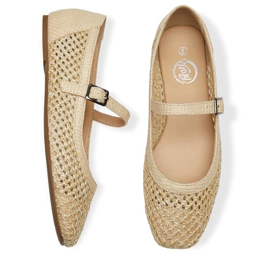 Trary Mary Jane Shoes Women Woven Flats for Women Dressy Ballet Flats Squared Toe Mary Jane Flats Shoes3
