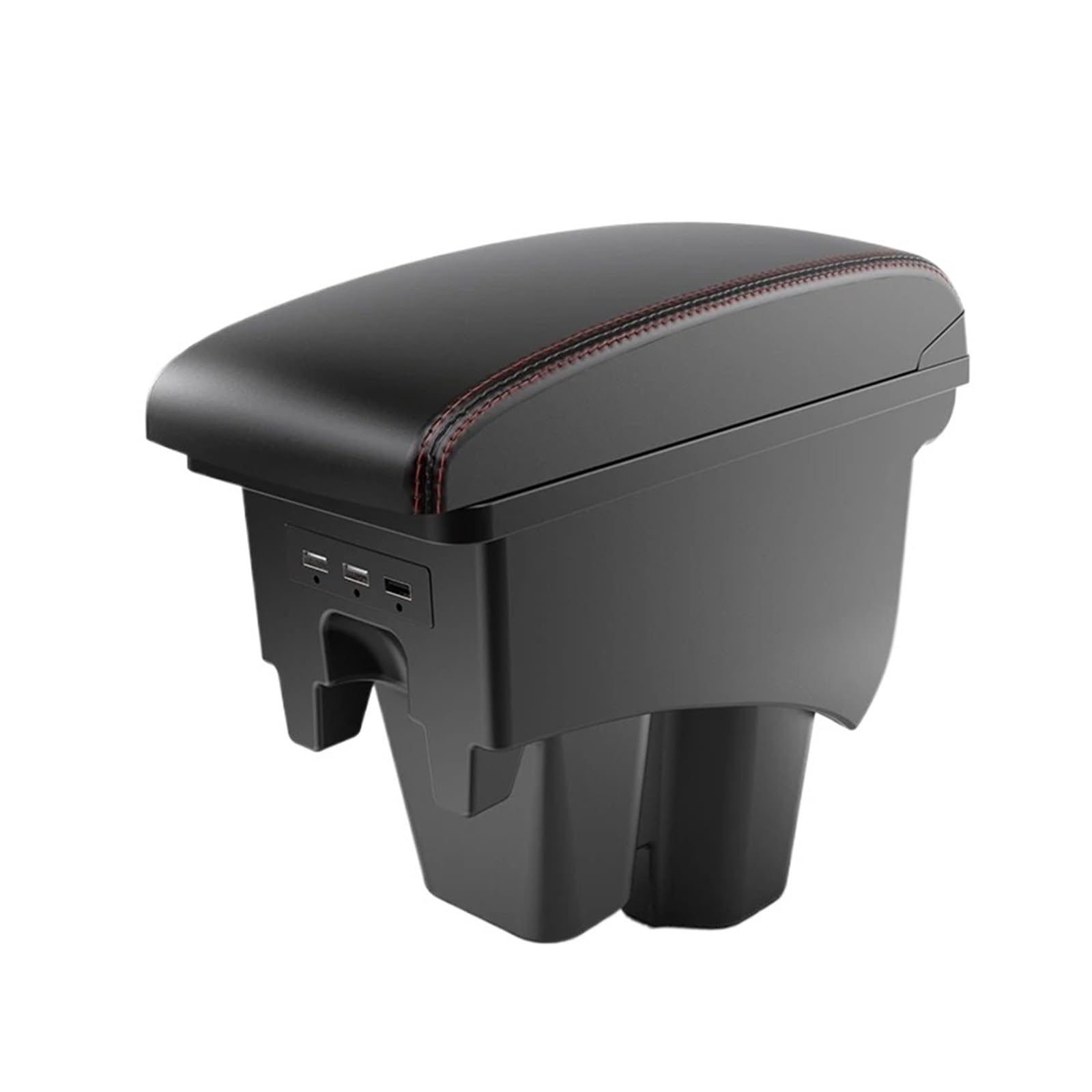 Ggwqoops Car Armrests For City Car Armrest Heighten Double Layer Storage Box Retrofit Accessories With USB Armrest Box(A1 Black red Corium)