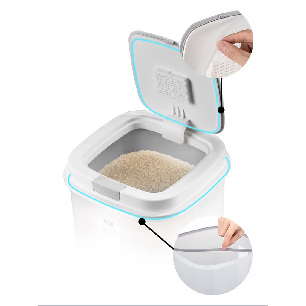 NAKEAH GYJ Secchio di riso Casalinga for uso domestico Cilindro sigillato Scatola di riso Secchio di riso Scatola di immagazzinaggio Serbatoio Grande capacità (Color : Gray)