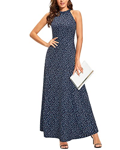 Image of STYLEWORD Women's Summer Floral Halter Maxi Dress Vacation Semi Formal 2026