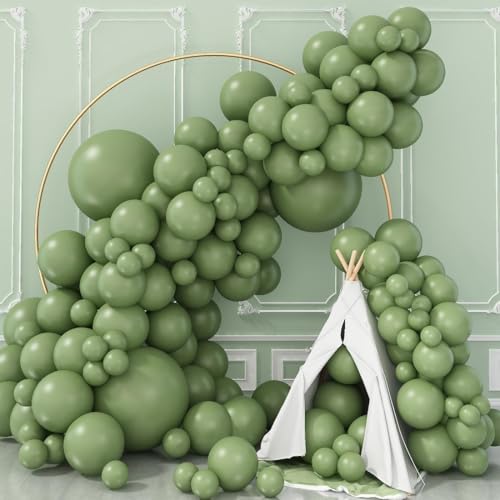 Image of Sage Green Retro Balloons Pack of 50 Pcs - Premium Latex Balloons for Birthday Decoration, Anniversary, Welcome Baby, Baby Shower, Retro Theme for Boys, Girls, Men & Women (Sage Green)