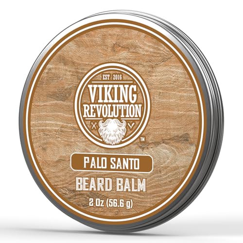 Image of Viking Revolution Beard Balm - Palo Santo - 2 oz | Natural Styling & Shaping Balm - Contains Argan Oil & Jojoba Oil - Softens, Conditions & Relieves Itchiness Below the Beard