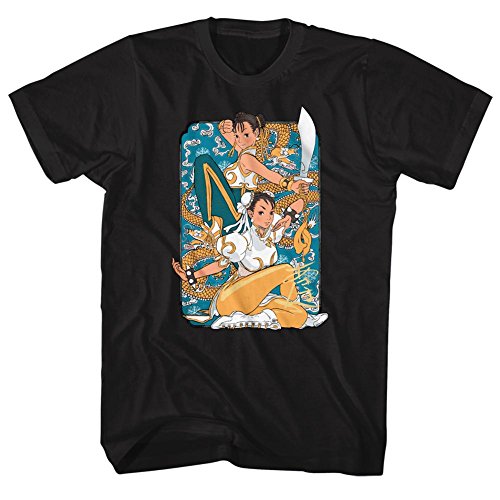 Street Fighter Video Martial Arts Arcade Game Dragon Chun Li Adult T-Shirt Tee Black