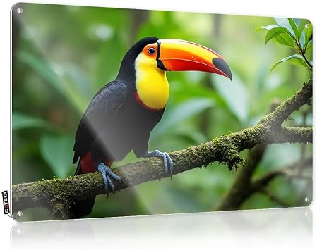 MZBS Decorations Gift For Her Unique A Colorful Toucan Perches On A Moss-covered Branch In A Lush, Green Forest For Basement - Statue Customizable30X40CM
