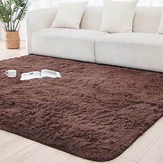 Vamcheer Fluffy Shag Area Rugs  120x180cm Super Soft Rugs Bedroom Living Room, Modern Plush Rugs Shaggy Home Decor Floor Carpet, Bedside Nursery Rugs for Kids Baby Room, Brown