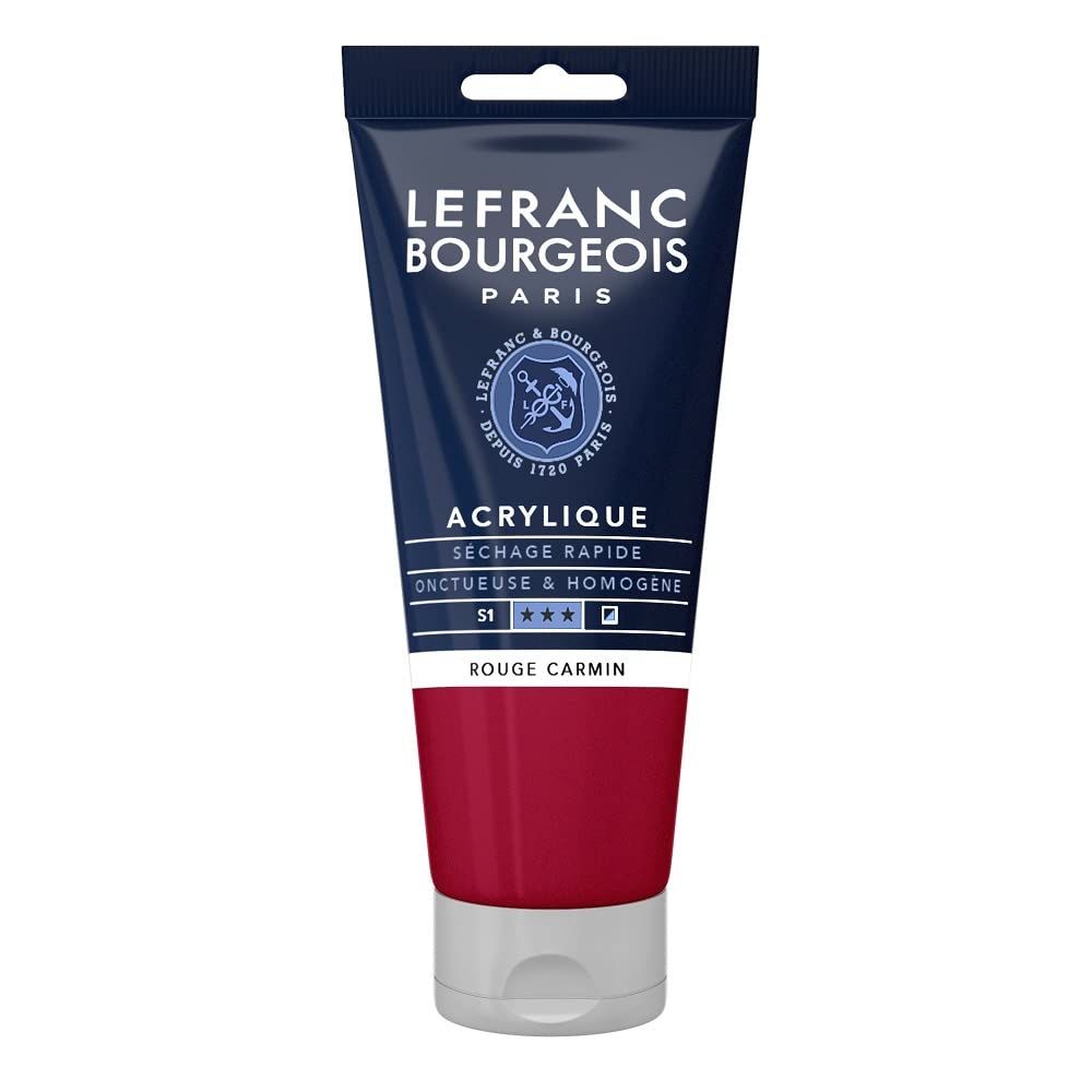 Lefranc Bourgeois 300359 Fine Acrylic Paint - Carmine Red, 80 ml Tube, Creamy Water-Based Acrylic Paint, Quick Drying, Lightfast, Waterproof