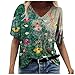 T-Shirts Femme Manches Courtes 2021 été Nouveau Fleurs Animaux Impression Motifs Colorés Col V Pas Cher Haut Sexy Chic Tendance Tee Shirt Tops Tunique Blouse Casual Loose Ample Grande Taille