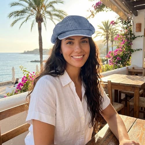 Gorra Newsboy de mezclilla para mujer verano miniatura 3