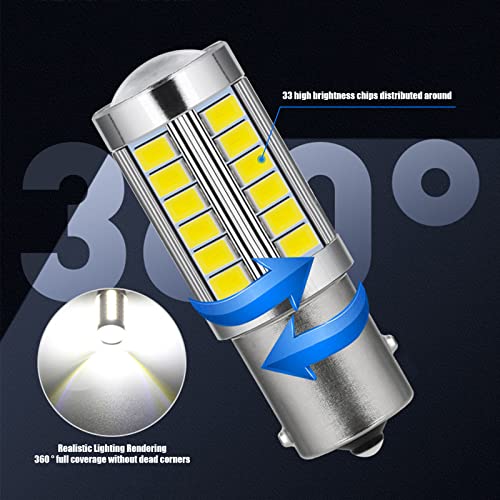 Cueclue Pack-4 1157 Car Led Turn Light Bulbs, 5730-33Smd 12V Aluminum Car Reverse Light, 6500K 800Lm Tail Brake Stop Signal Bulbs For Most Cars Suvs Rvs (White) #TOP6