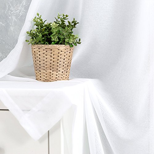 Lazzzy White Sheer Curtains For Living Room 63 Inch Length Window Treatment Sets Rod Pocket Voile Curtain Panels For Bedroom Sold In Pairs #TOP3