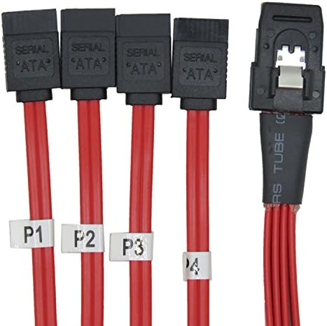 CableDeconn Mini SAS 36P SFF-8087 To 7P SATA 6GB HDD Fanout Wihout Latch Cable 0.5M Red