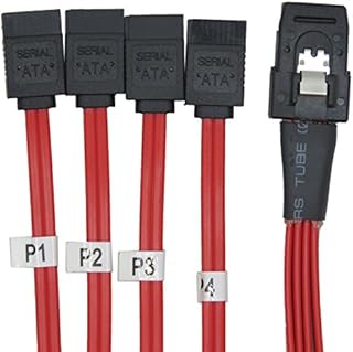 CableDeconn Mini SAS 36P SFF-8087 To 7P SATA 6GB HDD Fanout Wihout Latch Cable 0.5M Red
