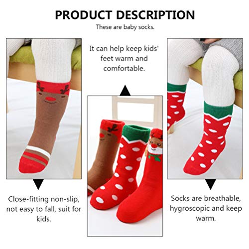 KESYOO 3 Pares de Meias de Natal para BebÃªs Feriado Quente AlgodÃ£o Engrossar Inverno Acolhedor Mei