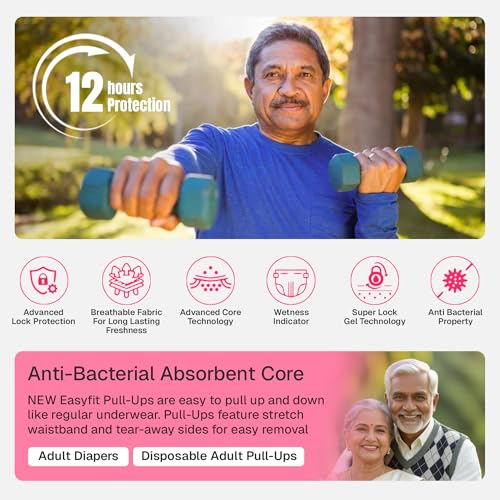 Image of Easyfit Adult Diaper Pants | 10 Count (Extra Large) | Waist 35-60 inch (88-152 cm) | Unisex | Leak Proof | Wetness Indicator | Overnight Protection | Elastic Waist | Anti-Bacterial Absorbent Core