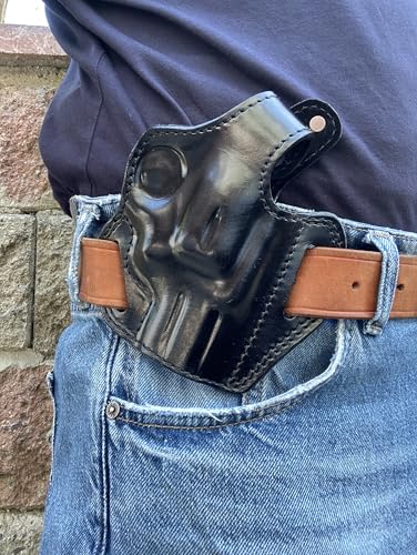 Cal38 Leather OWB Holster for Taurus Tracker 44 Magnum with 2.5' Barrel (R.H) Black