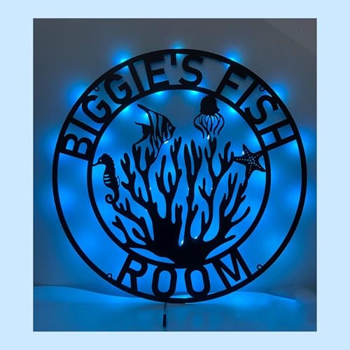 Custom Aquarium Reef Metal & LED Sign with Personalized Text