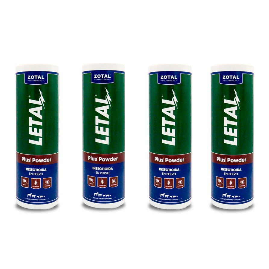 Zotal Letal Plus PWD Talquera 325Gr - Maxima EFECTIVIDAD Insectos Rastreros y ácaros - Pack de 4 Unidades -
