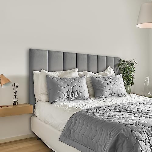 Cabeceira Estofada Suede Para Cama Box - Módulo 20cm x 60cm (Cinza)