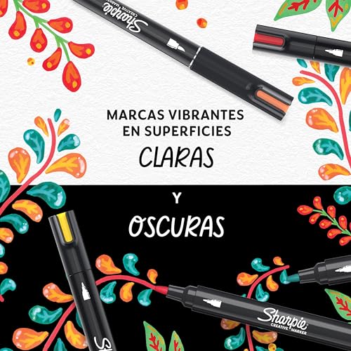 Miniatura 4 de Sharpie Marcadores Rotuladores acrílicos creativos de con punta de pincel base agua | Escribe en la mayoría de superficies | Materiales de arte y manualidades | Azul | 6 Piezas