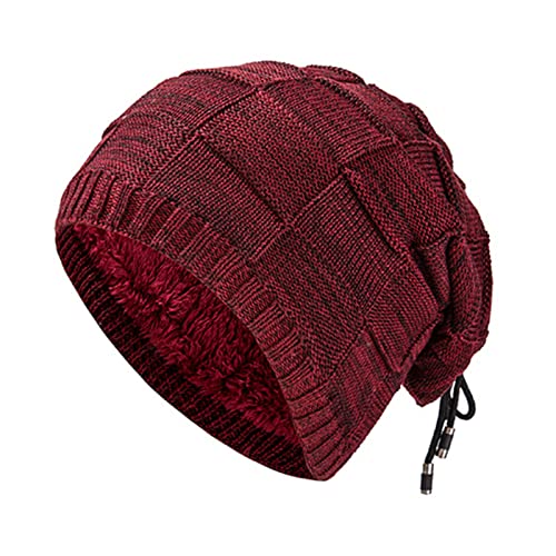 Gorro de malha quente de inverno de dupla finalidade gorro de lã forrado gorro gorro para homens e m