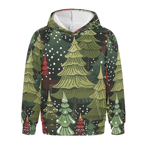 Kids Hoodies Sweaters Christmas Xmas Trees Hooded Sweatshirts with Big Pockets for Boys Girls B0400327