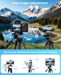 170 pour iPhone iPad, Trépied caméra en aluminium professionnel avec sac de transport à distance sans fil, téléphone cellulaire de voyage Trepied pour l'enregistrement vidéo Selfie Stick Live Stream Vlogging