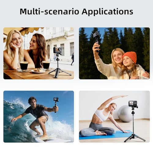 Image of Celfiexpt Portable Action Camera Tripod with 1 /4 inch Screw & Adapter Mount for GoPro Hero 13 /12 /11 /10 /MAX - 40cm Extendable Adjustable 360 Ball Head | Aluminum Stand for Insta360 X & Cameras