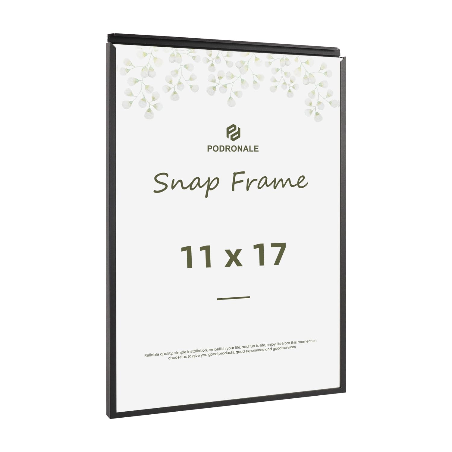 Podronale 11x17 Snap Frame Black Poster Front-loading Metal Click, Coating Aluminum Profile